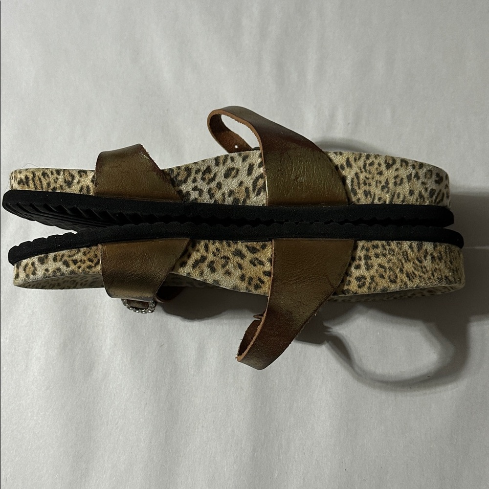 MEPHISTO Metalic Copper Toned Leopard Print Slip on Sandals with Buckles EU 35 - Picture 7 of 12